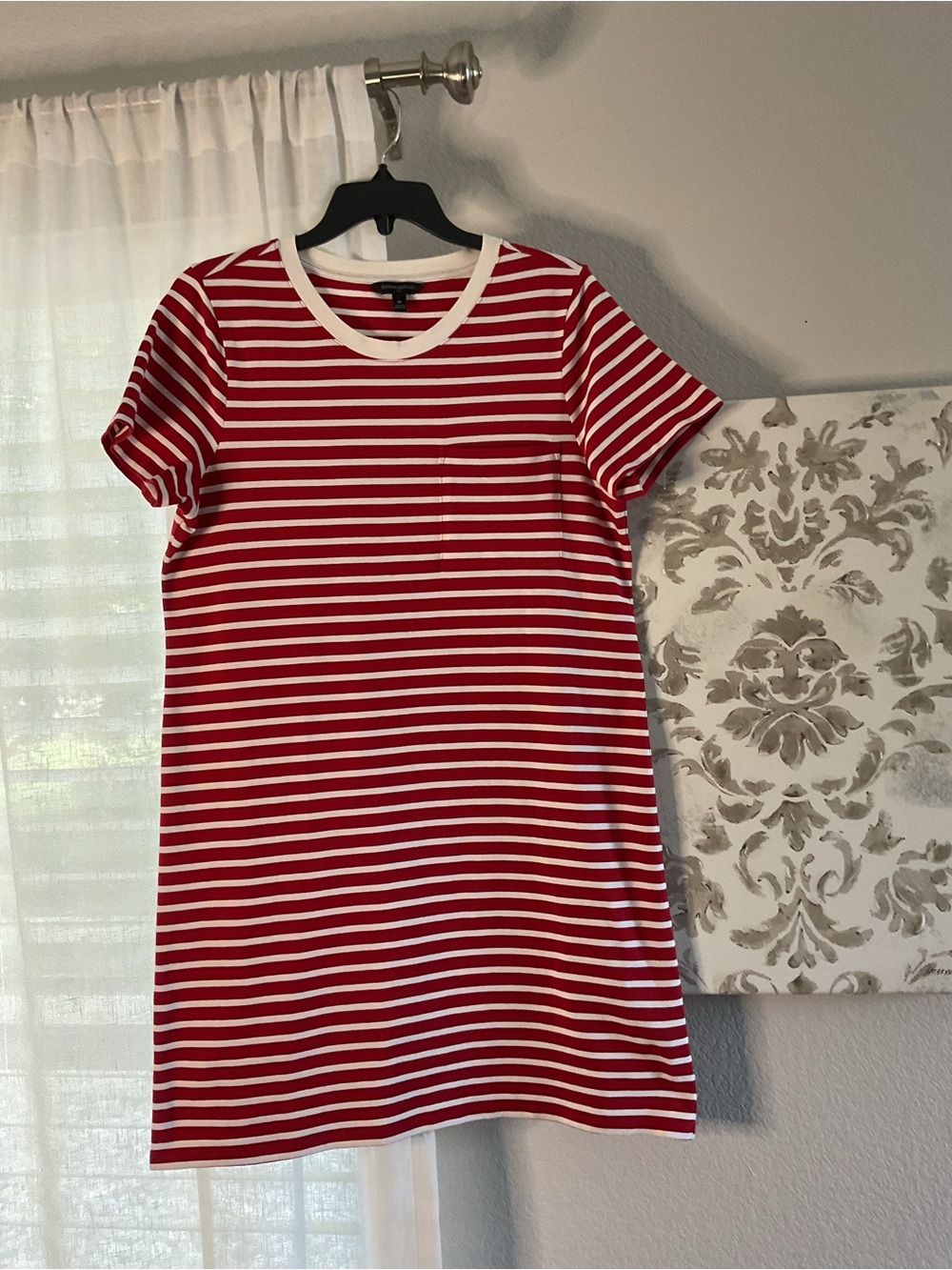 Banana Republic Factory Red & White Striped Short Sleeve Dress